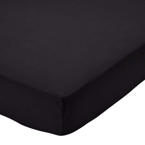 Drap-housse 160x200x28 Noir En Coton