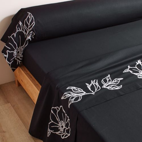 Drap-housse 160x200x28 Noir En Coton