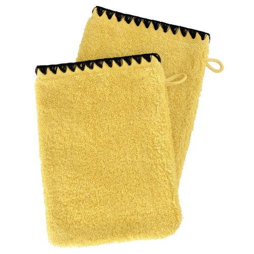 Lot De 2 Serviette Invité 30x50 Jaune Paille En Coton