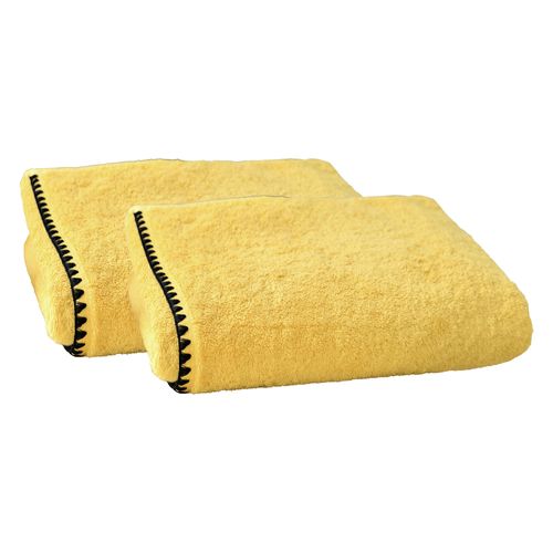 Lot De 2 Serviette Invité 30x50 Jaune Paille En Coton