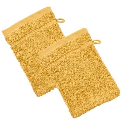 Lot De 2 Gant De Toilette 15x20 Jaune Miel En Coton