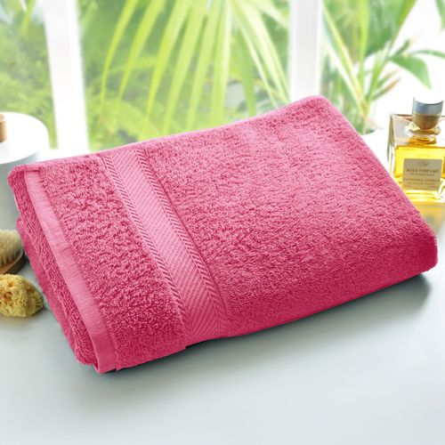 Drap De Bain 100x150 Rose Framboise En Coton