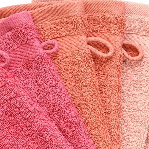 Lot De 6 Gant De Toilette 15x21 Rose Nude En Coton 500 G/m²