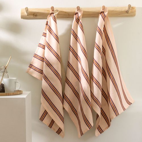 Lot De 3 Torchons 50x70 Blanc Écru En Coton