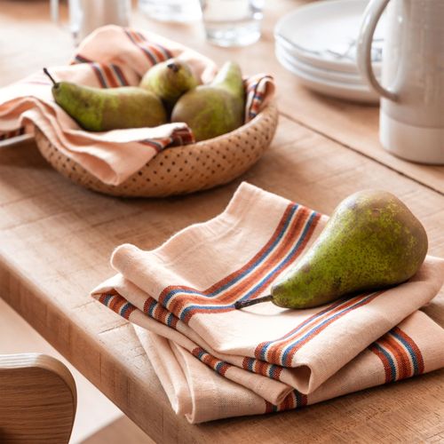 Lot De 6 Torchons 50x70 Blanc Écru En Coton