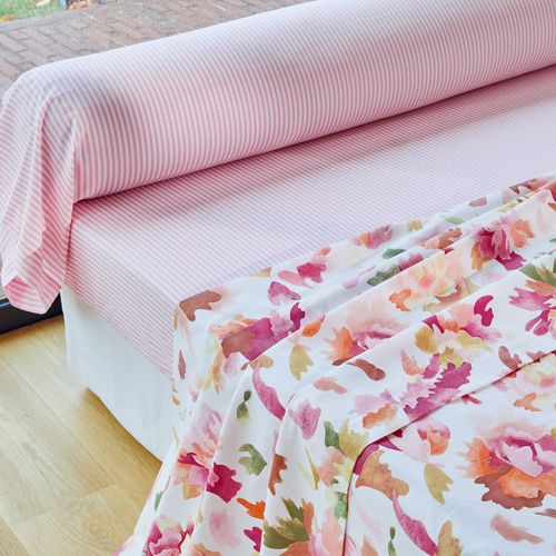 Drap-housse 90x190x28 Rose En Coton