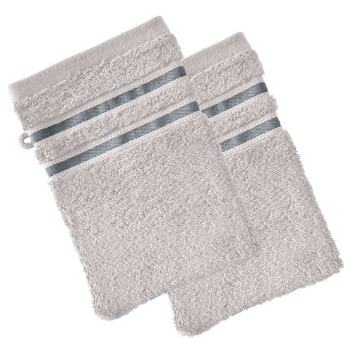 Lot De 2 Gant De Toilette 15x21 Gris Brume En Acrylique