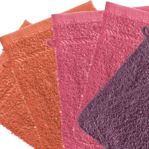 Lot De 6 Gant De Toilette 15x20 Rose Framboise En Acrylique