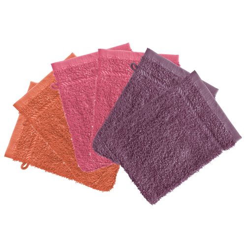 Lot De 6 Gant De Toilette 15x20 Rose Framboise En Acrylique