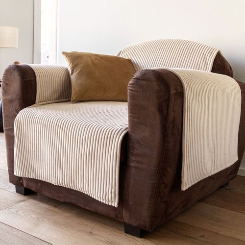 Protège Fauteuil 55x200 Blanc Écru En Polyester