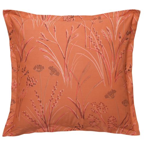 Taie Volant 63x63 Orange Terracotta En Coton