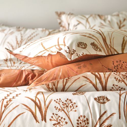 Taie Volant 63x63 Orange Terracotta En Coton