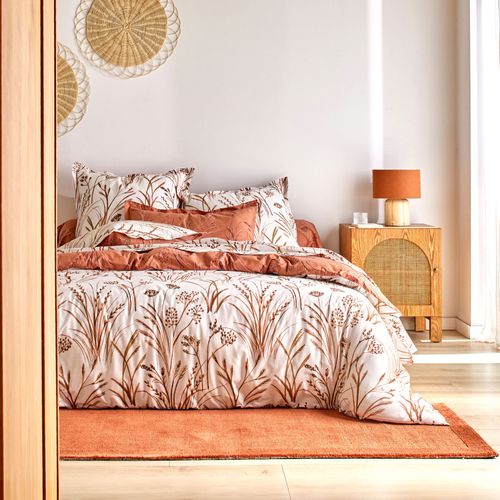 Housse De Couette 240x220 Orange Terracotta En Coton