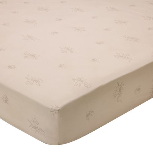 Drap-housse 90x190x28 Beige Grège En Coton