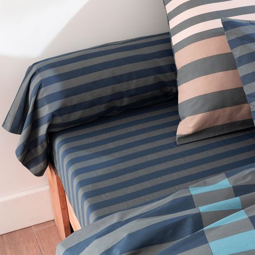 Drap-housse 160x200x28 Bleu En Coton