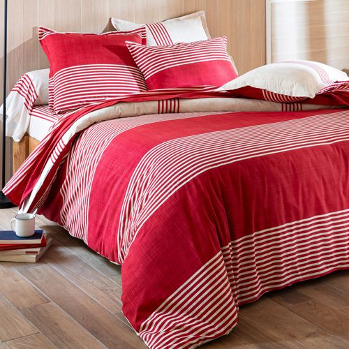 Housse De Couette 260x240 Rouge En Coton