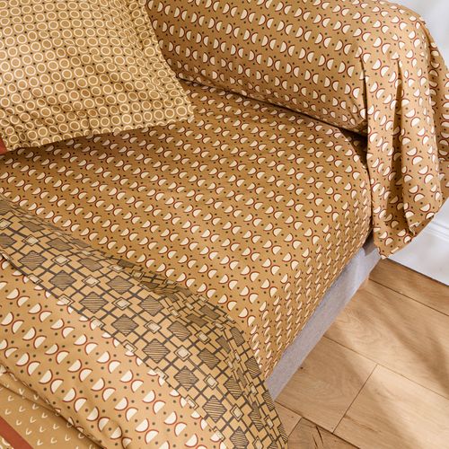 Drap-housse 90x190x28 Jaune Ocre En Coton