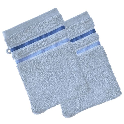 Lot De 2 Gant De Toilette 15x21 Bleu Nuage En Acrylique