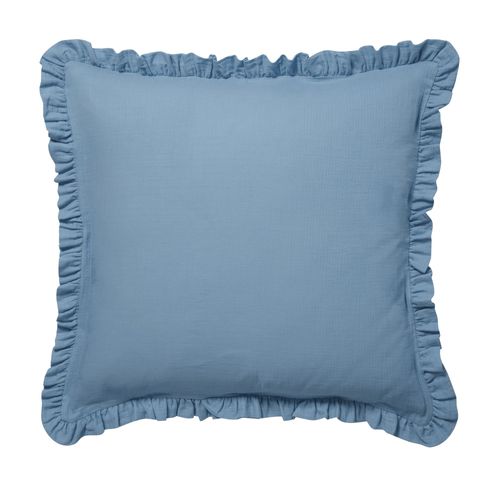 Taie Volant 50x70 Bleu Glacier En Coton
