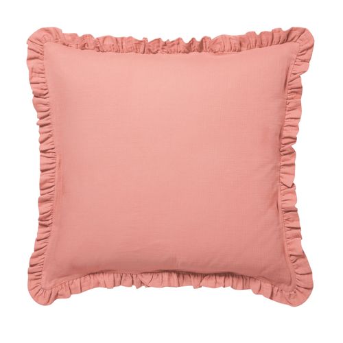 Taie Volant 65x65 Rose Poudré En Coton