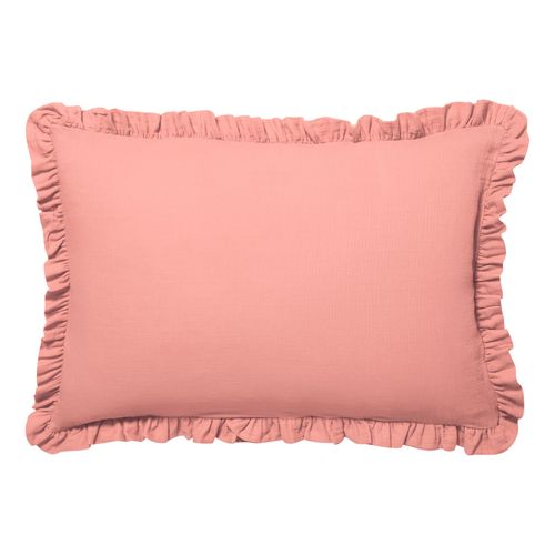 Taie Volant 50x70 Rose Poudré En Coton