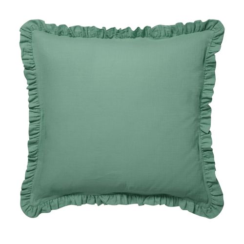 Taie Volant 65x65 Vert Céladon En Coton