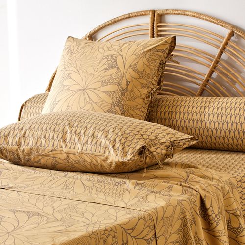 Drap-housse 90x190x28 Jaune Ocre En Coton