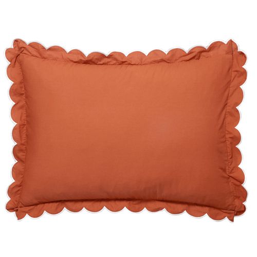 Taie Volant 63x63 Orange Sienne En Coton