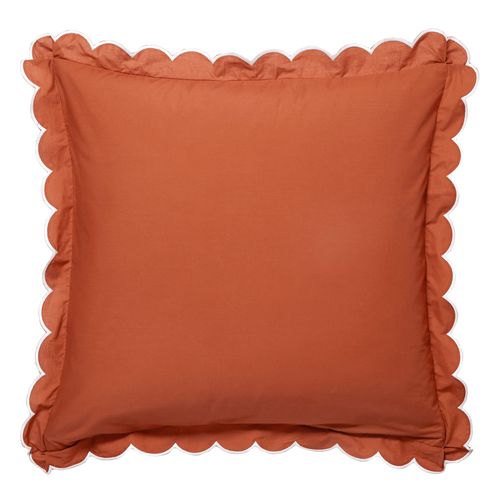 Taie Volant 63x63 Orange Sienne En Coton