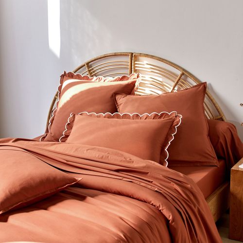 Taie Volant 63x63 Orange Sienne En Coton