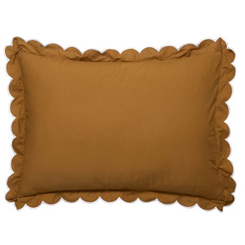 Taie Volant 63x63 Vert Bronze En Coton