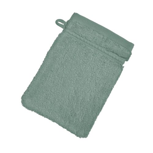 Lot De 2 Gant De Toilette 15x21 Vert De Gris En Coton