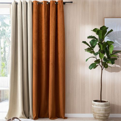 Rideau Occultant 140x260 Beige En Acrylique