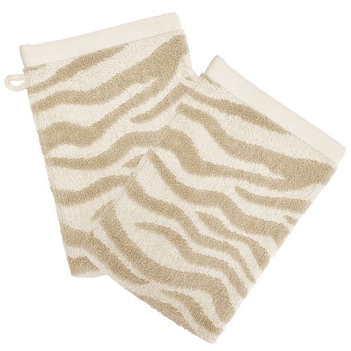 Lot De 2 Gant De Toilette 15x21 Beige En Coton 500 G/m²