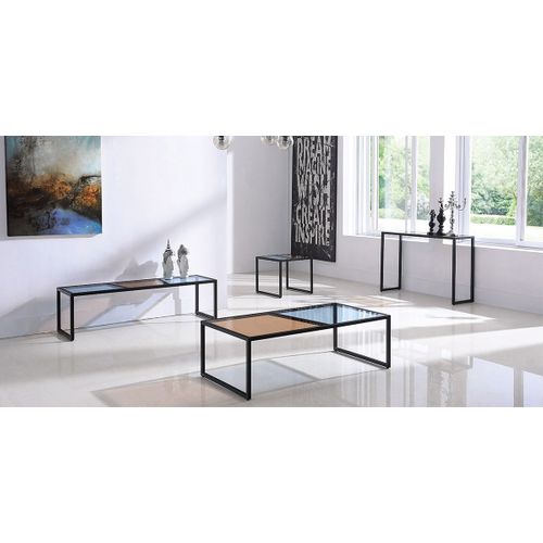 Meuble TV Verre Esprit - Marron / Bleu Noir