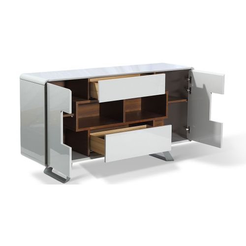 Buffet Bois/laqué Isora - Noyer/gris