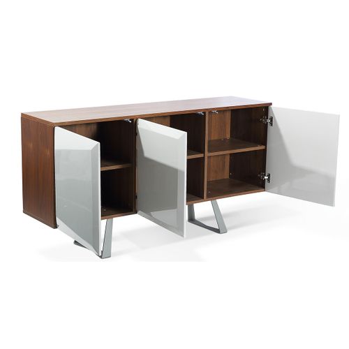 Buffet Laqué/bois Noor - Gris/taupe/noyer