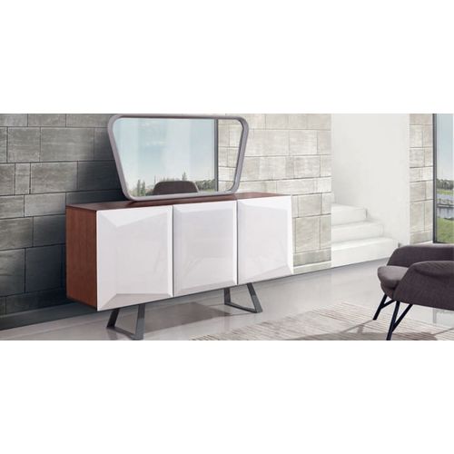 Buffet Laqué/bois Noor - Gris/taupe/noyer