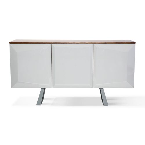 Buffet Laqué/bois Noor - Gris/taupe/noyer