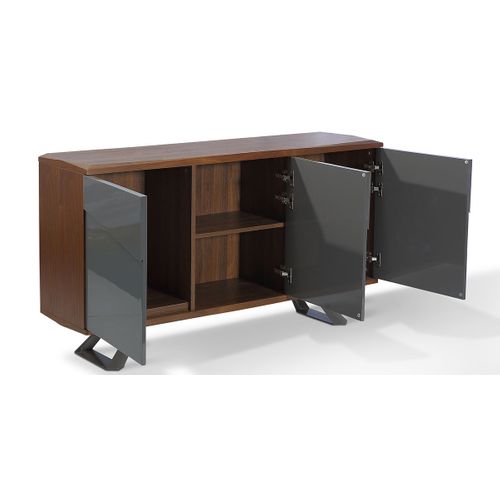 Buffet Laqué/bois Pune - Gris/noyer