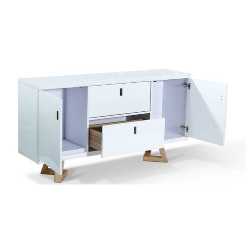 Buffet Bois/laqué Dune - Frêne/blanc Bois / Laqué Blanc