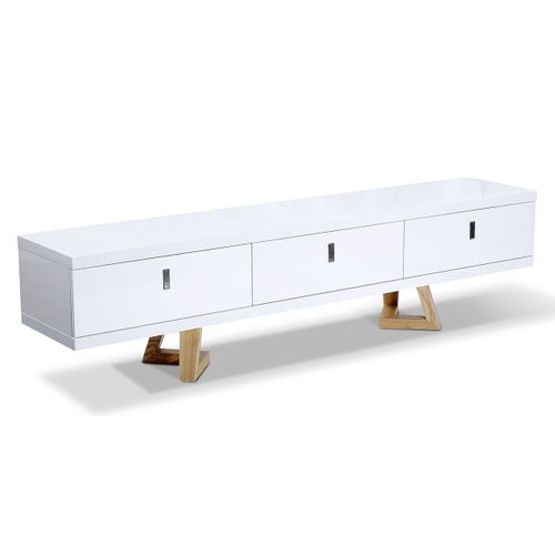 Meuble TV Bois/laqué Dune - Frêne/blanc