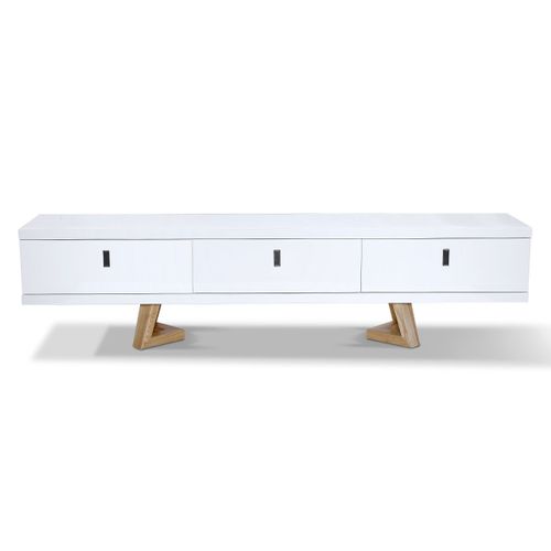 Meuble TV Bois/laqué Dune - Frêne/blanc