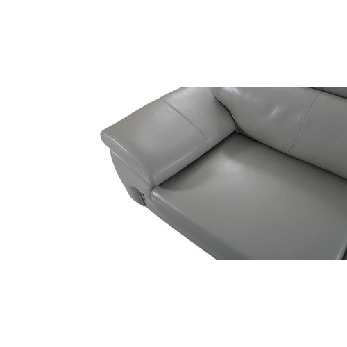 Canapé 3 Places Cuir Kare Gris - Angle Droit