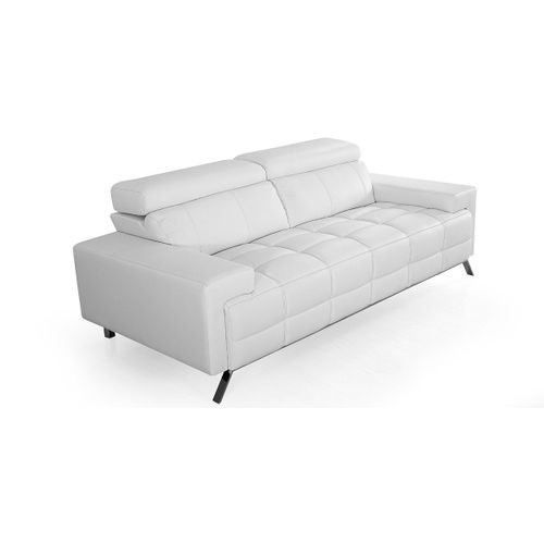 Canapé 3 Places Cuir Jacob Blanc - Angle Droit