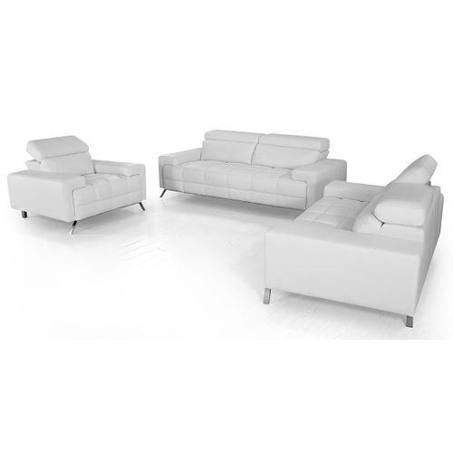 Canapé 3 Places Cuir Jacob Blanc - Angle Droit