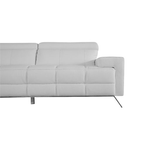 Canapé 3 Places Cuir Jacob Blanc - Angle Droit