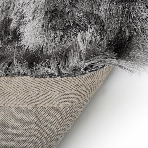 Tapis Shaggy 240x340 Rectangle Fait Main Gris Motif Uni Sg Fin