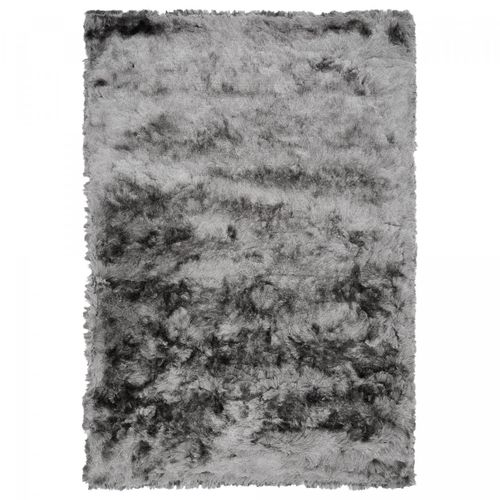 Tapis Shaggy 240x340 Rectangle Fait Main Gris Motif Uni Sg Fin