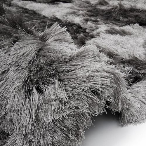 Tapis Shaggy 240x340 Rectangle Fait Main Gris Motif Uni Sg Fin